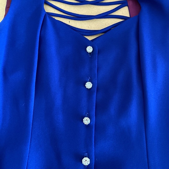 CDC Evening Royal Dress. Rhinestone buttons. Beautiful lining. - Picture 7 of 8